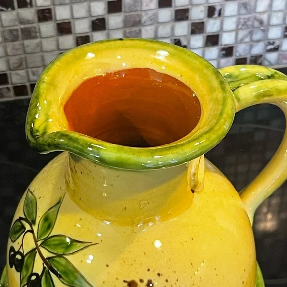 Bleu D Argile French Pottery Yellow & Bleu pitcher - Picture 10 of 10